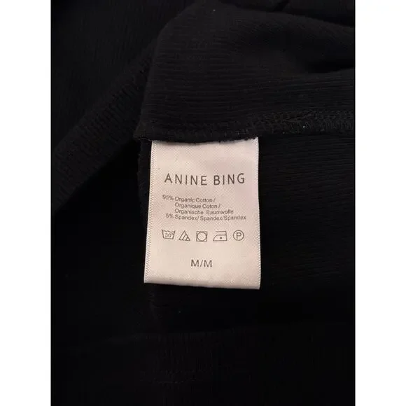 Anine Bing Top Medium Womens Black Ribbed Sleeveless Tank - Picture 9 of 10